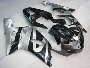 Argento Nero Kit Carenatura Completa GSXR 600 / 750 K1 K2 K3 2001-2003