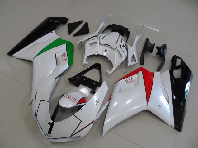 Bianco Perla con Italy Bandiera Carene Ducati 848 1098 1198 2007-2014 Bianco Perla con Italy Bandiera Carene Ducati 848 1098 1198 2007-2014