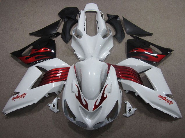 Bianco Rosso Ninja Carene ZX14R ZZR 1400 2006-2011 Bianco Rosso Ninja Carene ZX14R ZZR 1400 2006-2011