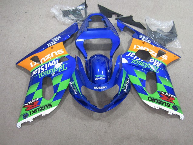 Blu Verde Telefumia Movistar Carene GSXR 600 K1 K2 K3 2001-2003 Blu Verde Telefumia Movistar Carene GSXR 600 K1 K2 K3 2001-2003