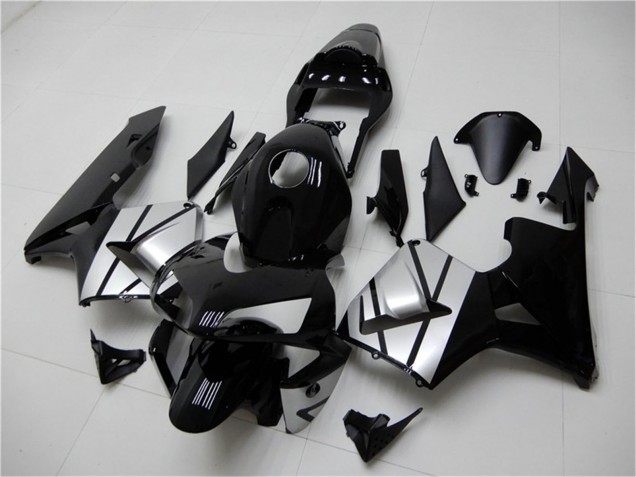 Carene Moto Honda CBR600RR 2003-2004 - Argento Nero Lucido Banda