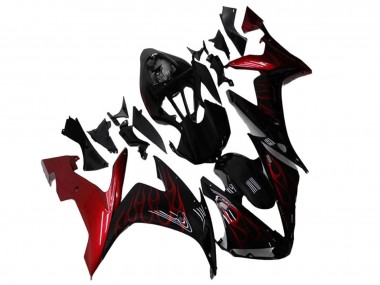 Carene Moto Yamaha YZF R1 2004-2006 - Nero Lucido Rosso Fiamma