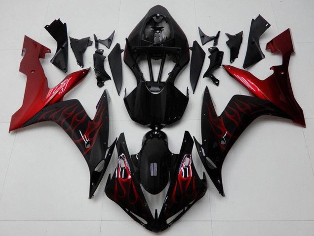 Carene Moto Yamaha YZF R1 2004-2006 - Nero Lucido Rosso Fiamma