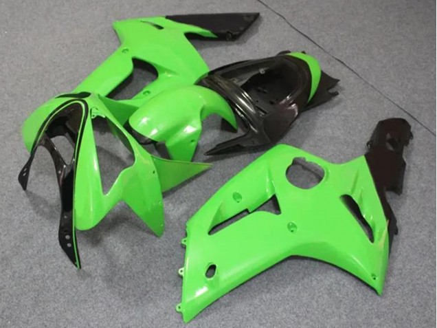 Carene Moto Kawasaki ZX6R 2003-2004 - Verde Chiaro Nero Lucido