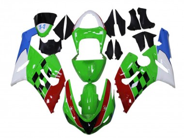 Carene Moto Kawasaki ZX6R 2005-2006 - Bianco Verde Blu Rosso Nero