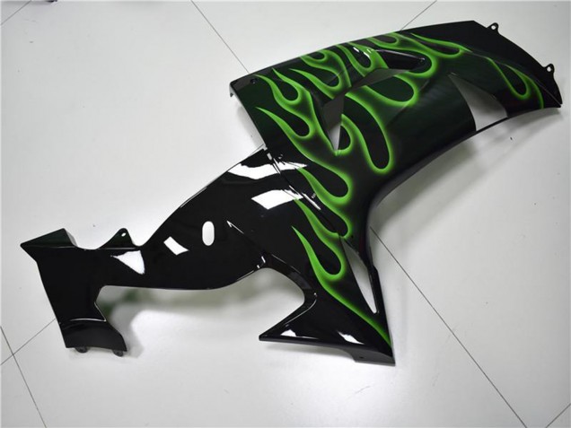 Carene Moto Kawasaki ZX10R 2006-2007 - Nero Lucido Verde Fiamma