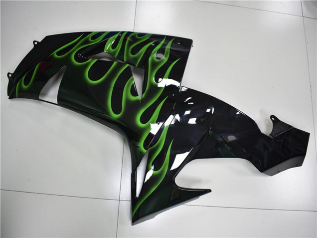 Carene Moto Kawasaki ZX10R 2006-2007 - Nero Lucido Verde Fiamma
