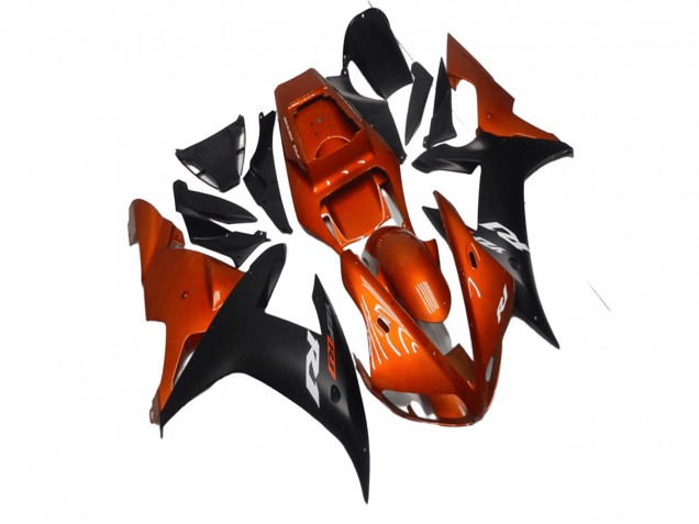 Carene Moto Yamaha YZF R1 2002-2003 - Arancia Nero Opaco