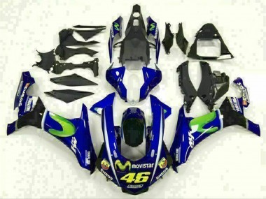 Carene Moto Yamaha YZF R1 2015-2019 - Blu Argento Nero Verde MoviStar
