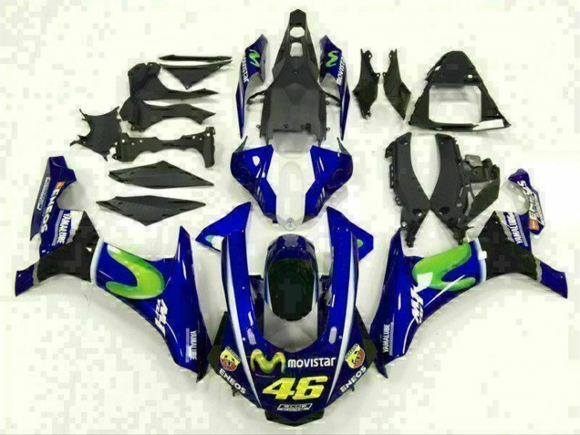 Carene Moto Yamaha YZF R1 2015-2019 - Blu Argento Nero Verde MoviStar
