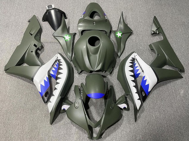 Carene Moto Honda CBR600RR 2007-2008 - Verde Militare Bianco Blu Squalo