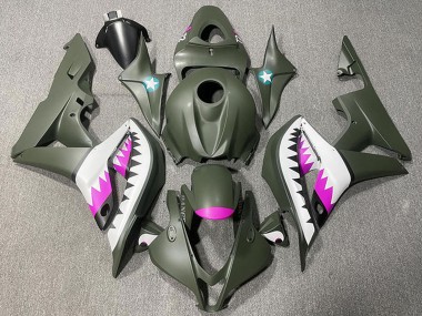 Carene Moto Honda CBR600RR 2007-2008 - Verde Militare Bianco Rosa Squalo