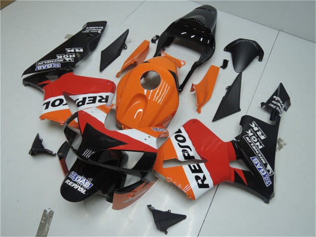 Kit Carena Moto Honda CBR600RR 2003-2004 - Arancia Bianco Rosso Nero Lucido Repsol