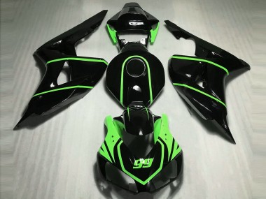 Carene Moto Honda CBR1000RR 2006-2007 - Nero Lucido Alta Visibilità Verde