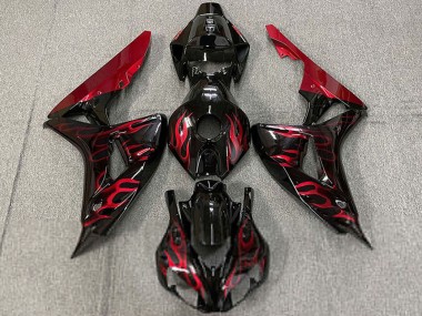Carene Moto Honda CBR1000RR 2006-2007 - Nero Lucido Rosso Fiamma