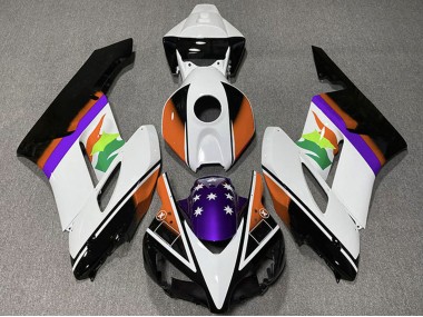 Carene Moto Honda CBR1000RR 2004-2005 - Bianco Arancia Viola Nero Lucido Stella