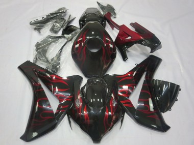 Carene Moto Honda CBR1000RR 2008-2011 - Nero Lucido Rosso Fiamma