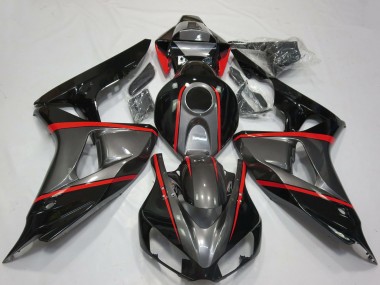 Carene Moto Honda CBR1000RR 2006-2007 - Grigio Nero Lucido Rosso Banda