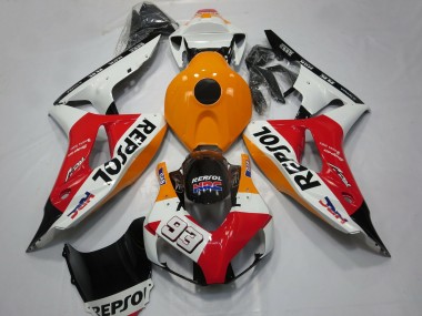 Carene Moto Honda CBR1000RR 2006-2007 - Arancia Bianco Rosso Nero Lucido Repsol 93
