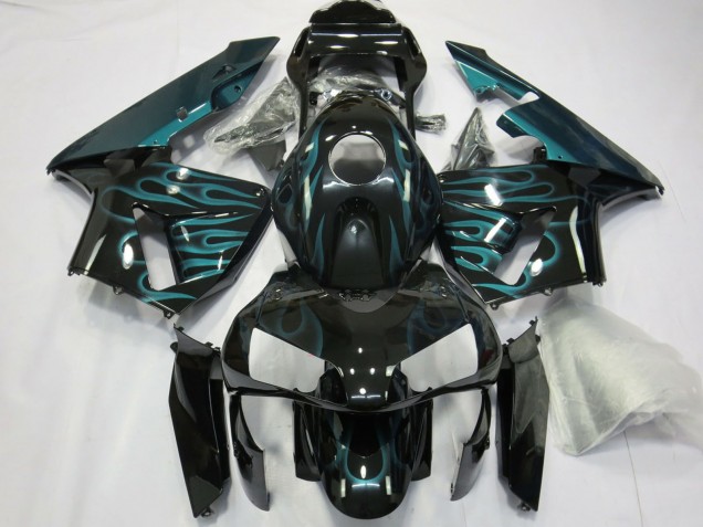 Carene Moto Honda CBR600RR 2003-2004 - Nero Lucido Verde Fiamma