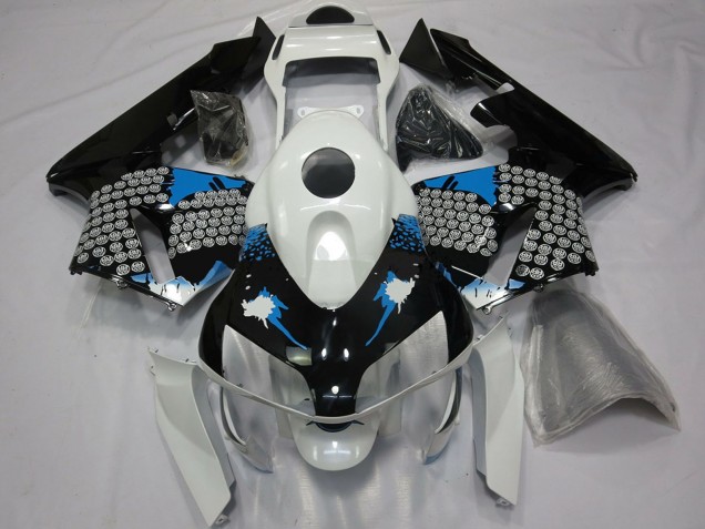 Carene Moto Honda CBR600RR 2003-2004 - Bianco Blu Nero Lucido Splatter