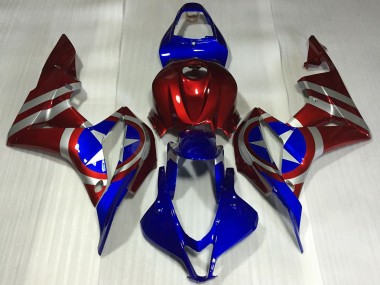 Carene Moto Honda CBR600RR 2007-2008 - Rosso Argento Blu Captain America