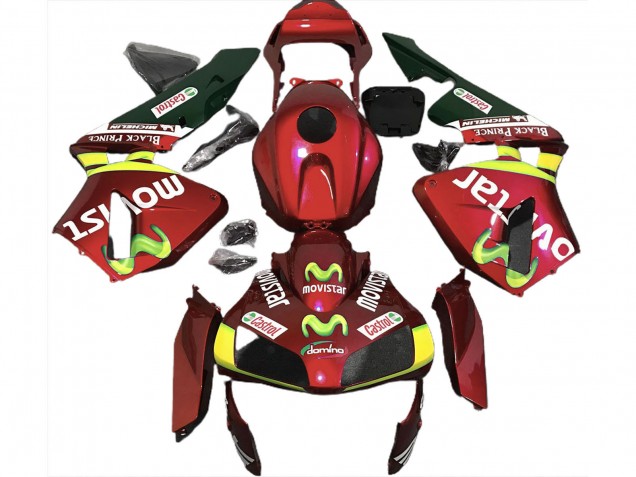 Carene Moto Honda CBR600RR 2003-2004 - Rosso Giallo Verde MoviStar