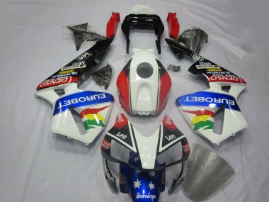 Kit Carena Moto Honda CBR600RR 2003-2004 - Bianco Rosso Blu Nero Lucido EuroBet