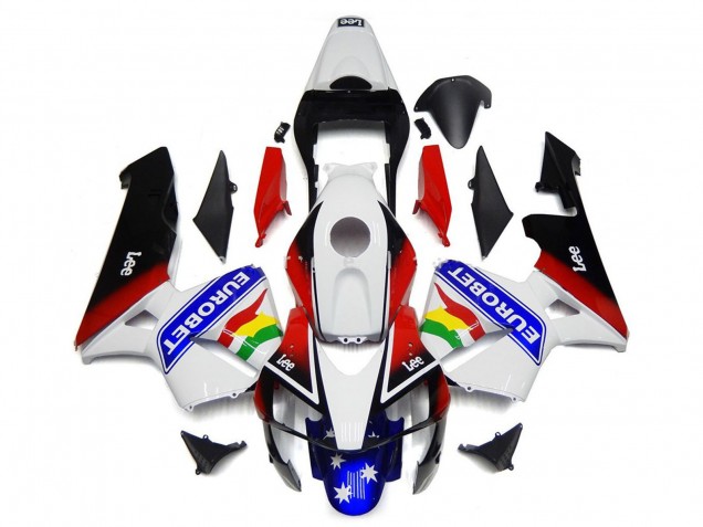 Carena Moto Honda CBR600RR 2003-2004 - Bianco Rosso Blu Nero Lucido EuroBet