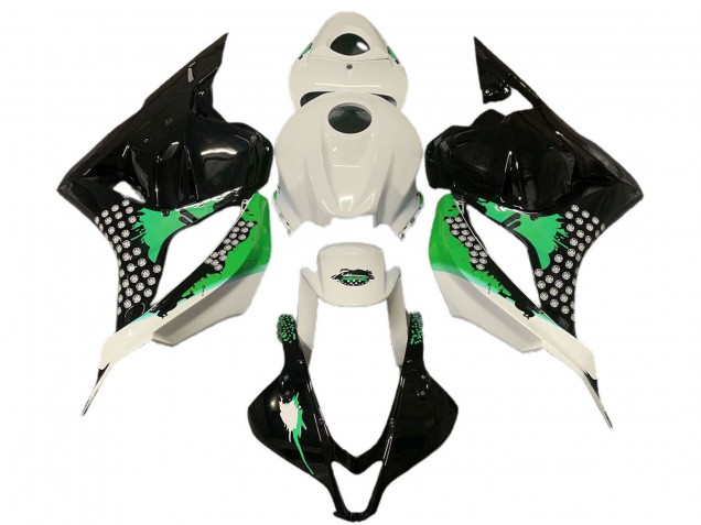 Carene Moto Honda CBR600RR 2009-2012 - Bianco Verde Nero Lucido Splatter