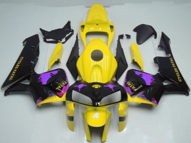 Carene Moto Honda CBR600RR 2005-2006 - Nero Lucido Giallo Viola Splatter