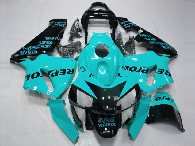 Carene Moto Honda CBR600RR 2003-2004 - Azzurro Chiaro Nero Lucido Repsol
