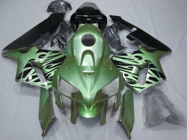 Carene Moto Honda CBR600RR 2005-2006 - Verde Chiaro Nero Fiamma