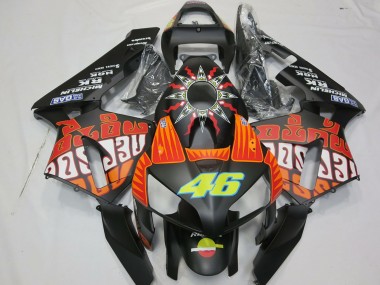 Carene Moto Honda CBR600RR 2003-2004 - Nero Opaco Arancia Giallo Rossi 46