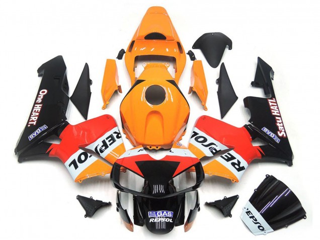 Carene Moto Honda CBR600RR 2003-2004 - Arancia Bianco Rosso Nero Lucido One Heart Repsol