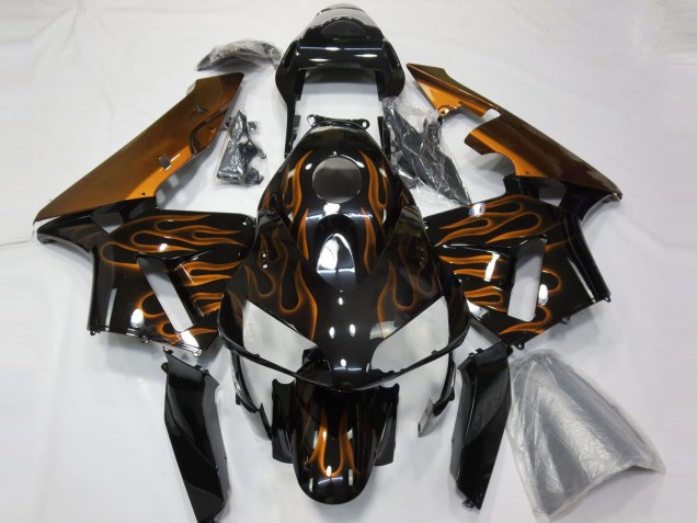 Carene Moto Honda CBR600RR 2003-2004 - Nero Lucido Arancia Fiamma