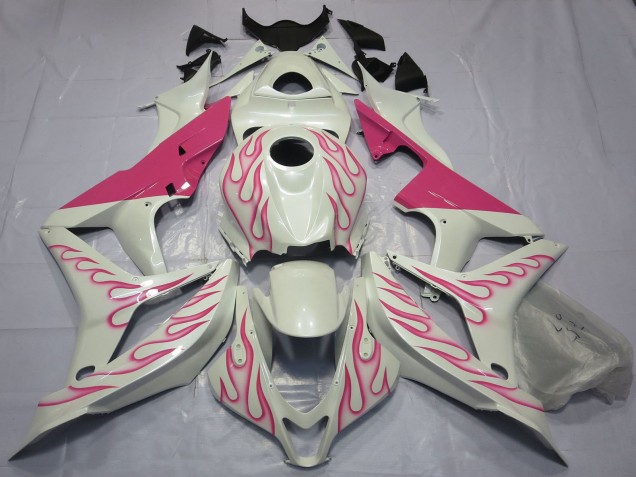 Carene Moto Honda CBR600RR 2007-2008 - Bianco Rosa Fiamma