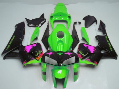 Carene Moto Honda CBR600RR 2005-2006 - Rosa Splatter on Verde