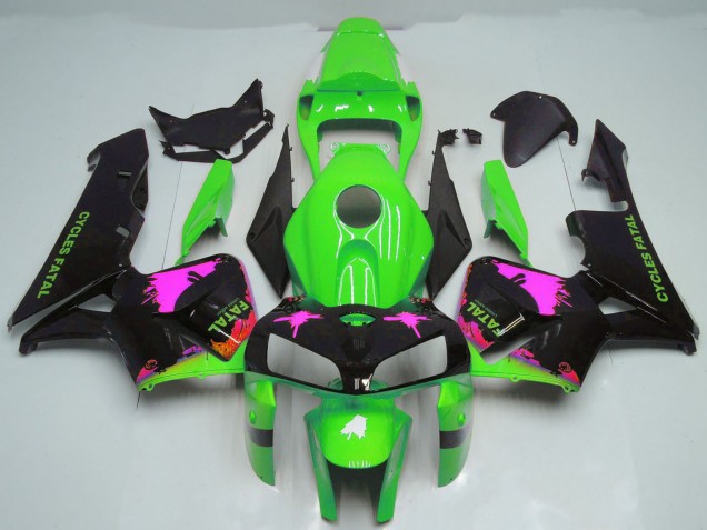 Carene Moto Honda CBR600RR 2005-2006 - Rosa Splatter on Verde