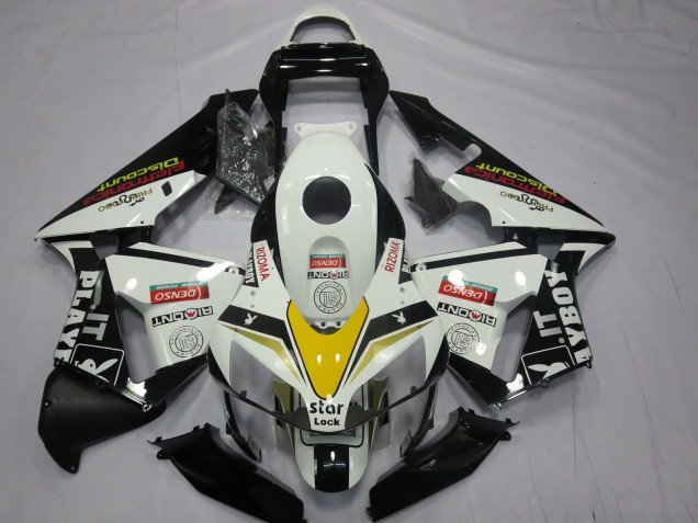 Carene Moto Honda CBR600RR 2003-2004 - Bianco Giallo Nero Lucido Playboy Stile