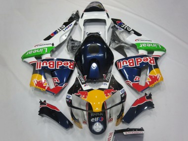 Carene Moto Honda CBR600RR 2003-2004 - Bianco Blu Giallo Verde Red Bull Design