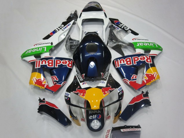 Carene Moto Honda CBR600RR 2003-2004 - Bianco Blu Giallo Verde Red Bull Design