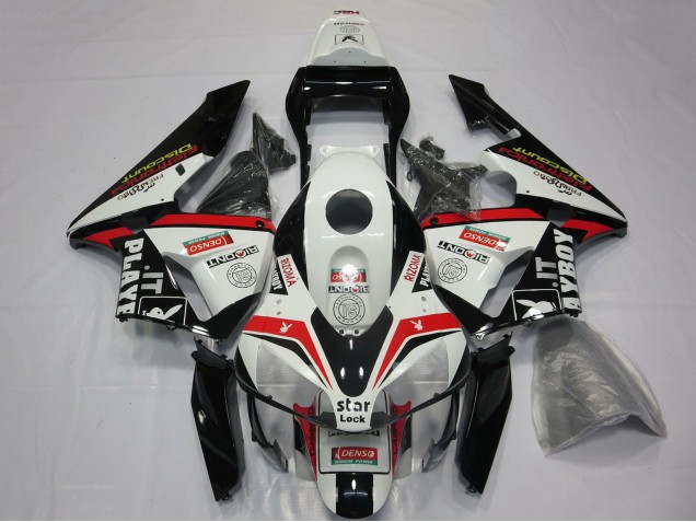 Carene Moto Honda CBR600RR 2003-2004 - Bianco Rosso Nero Lucido Playboy