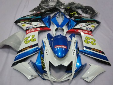 Carene Moto Suzuki GSXR 1000 2007-2008 - Bianco Blu Rosso Nero Motul 22