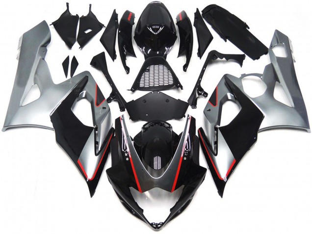 Carene Moto Suzuki GSXR 1000 2005-2006 - Nero Lucido Argento Rosso