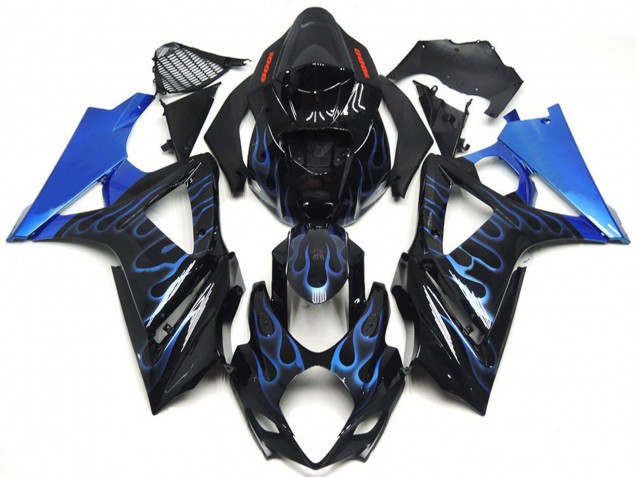 Carene Moto Suzuki GSXR 1000 2007-2008 - Nero Lucido Blu Fiamma