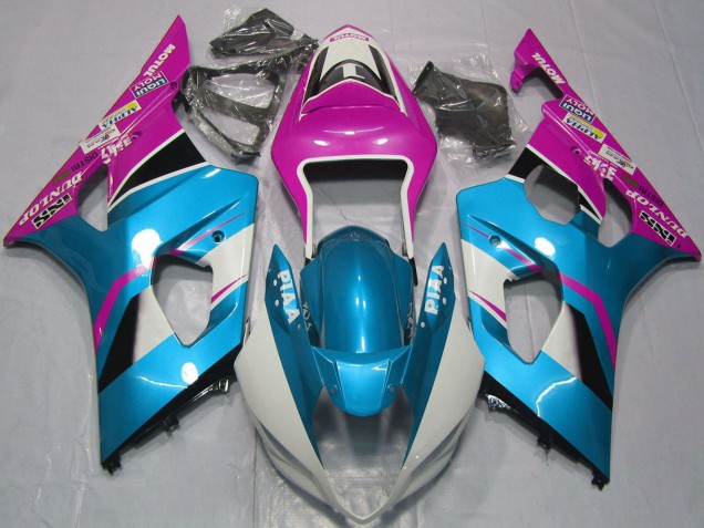 Carene Moto Suzuki GSXR 1000 2003-2004 - Azzurro Chiaro Bianco Rosa