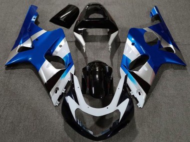 Carene Moto Suzuki GSXR 1000 2000-2002 - Blu Argento Nero Lucido OEM Stile