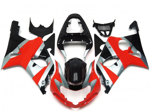Carene Moto Suzuki GSXR 1000 2000-2002 - Argento Rosso Nero Lucido OEM Stile
