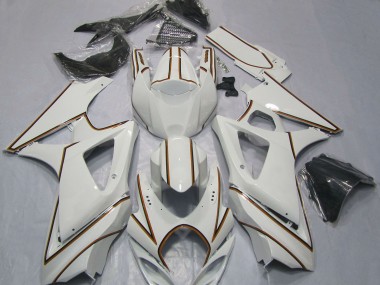 Carene Moto Suzuki GSXR 1000 2007-2008 - Lucido Bianco Arancia Gessato
